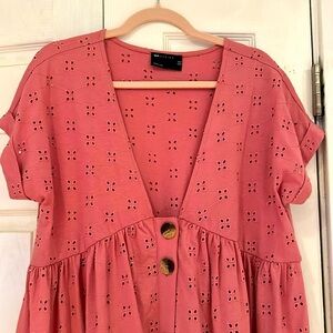 ASOS Design Pink Eyelet Swing Dress
